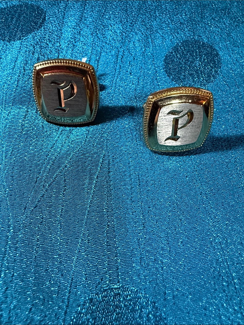 Vintage Gold and Silver Initial 'P' Cufflinks - Men Accessories